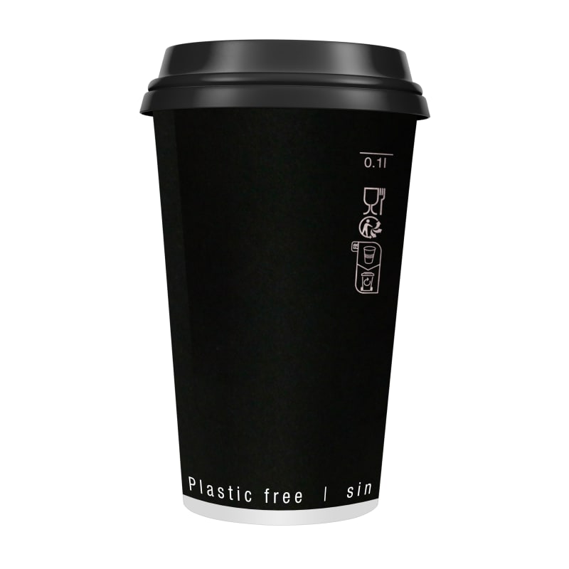 PacknWood 210GCDWB20N Black Double Wall Paper Cup Plastic Free