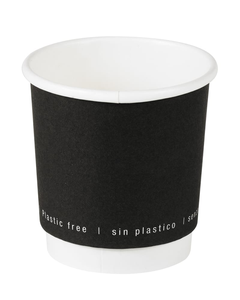 PacknWood 210GCDWB4N Black Double Wall Paper Cup Plastic Free