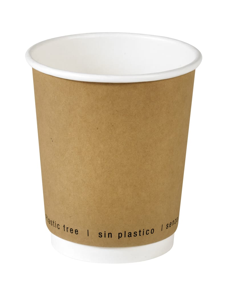 PacknWood 210GCDWB8K Kraft Double Wall Paper Cup Plastic Free