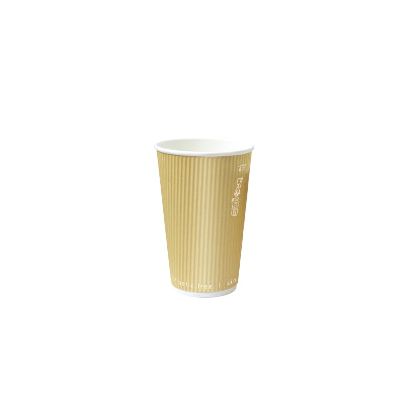 PacknWood 210GCRWB4BG Kraft Rippled Wall Cup Plastic Free