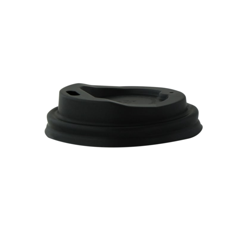 PacknWood 210LGDW4N Black Compostable coffee lid for 4oz
