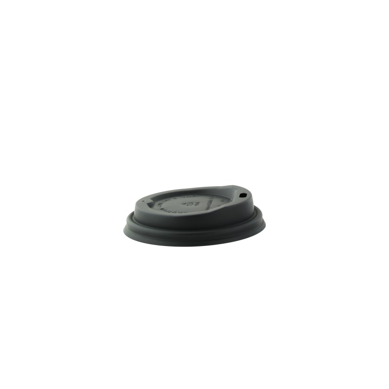 PacknWood 210LGDW8N Compostable black coffee lid for 8oz