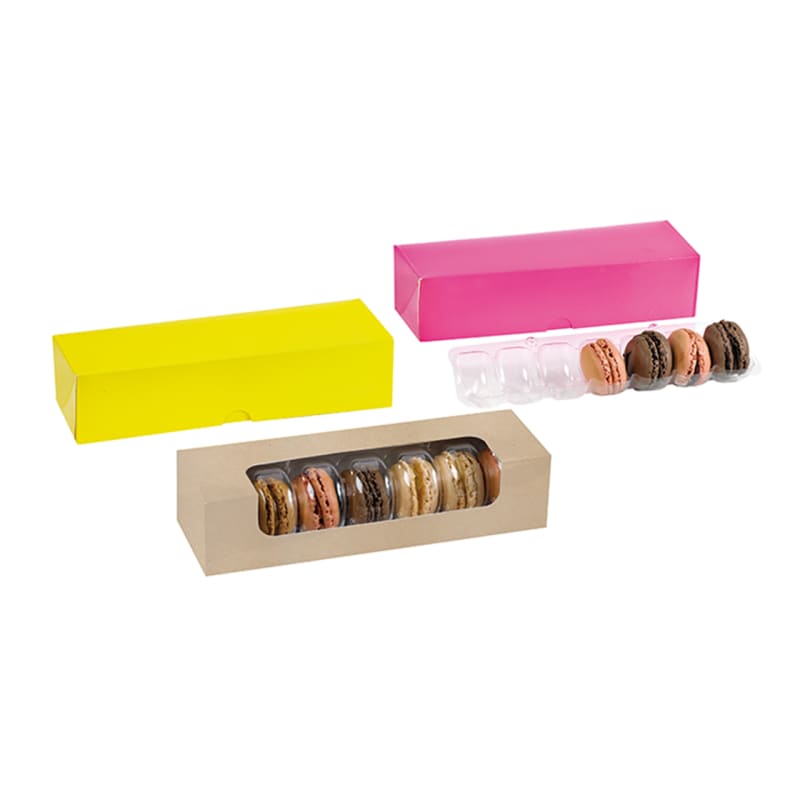 PacknWood 210MAC7PLA Compostable Kraft Box PLA Window for 7 Macarons