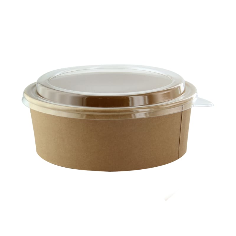 PacknWood 210PC1100K Round Kraft Salad Bucket with PET Lid Included