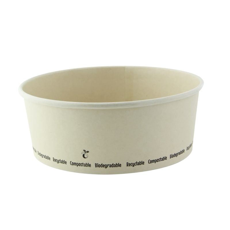 PacknWood 210PCPLA1500 Compostable round bamboo fiber "Buckaty" salad box