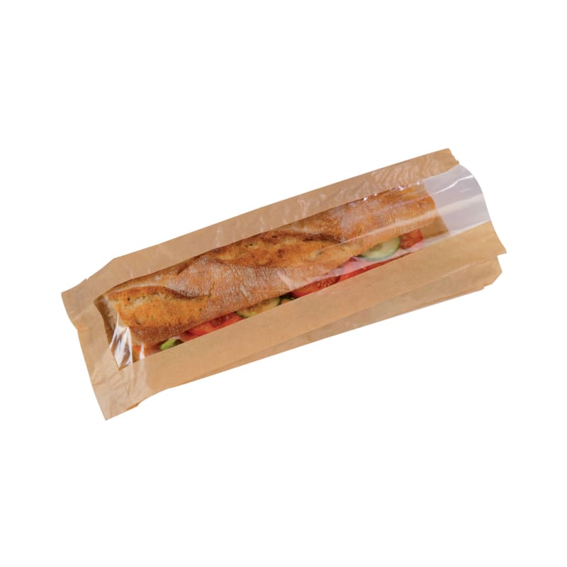 PacknWood 210SANDB34F Brown Sandwich Bag with Window