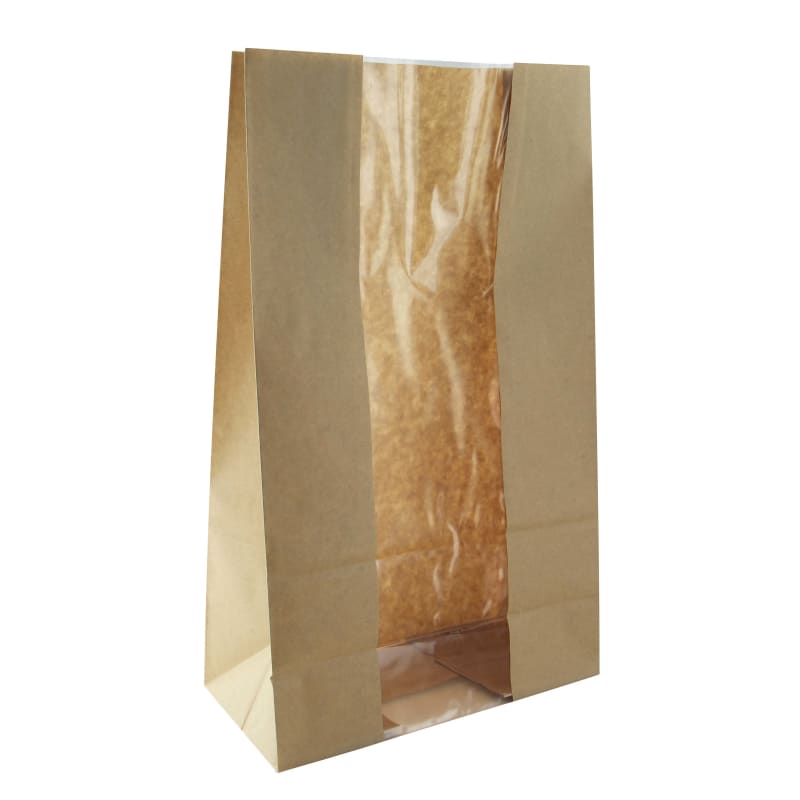 PacknWood 210SOS22BRF Long Brown SOS Bag with Window