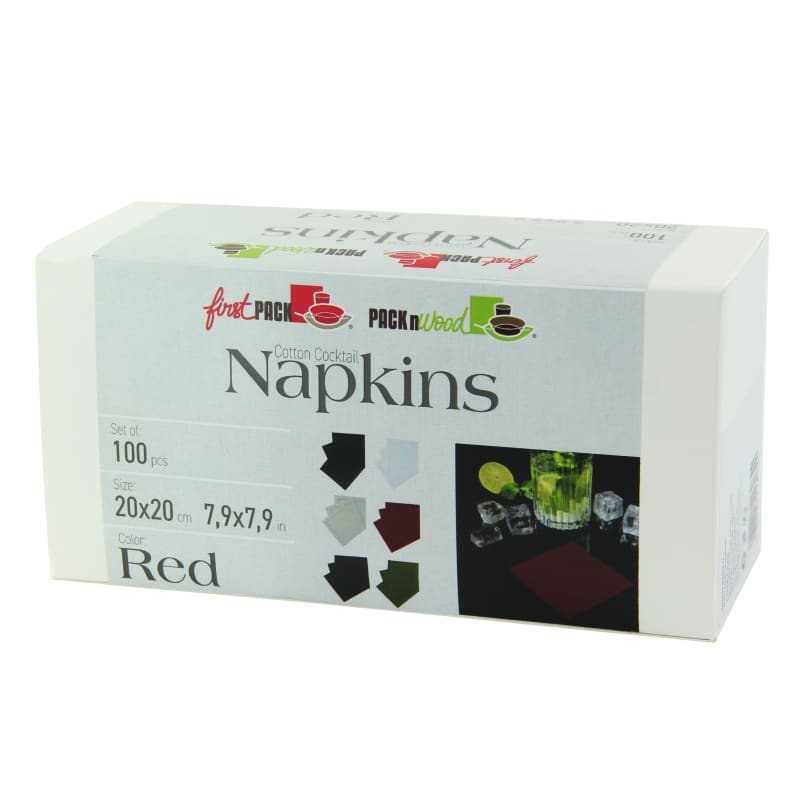 PacknWood 210SVCC20RD Luxury Red Vine Cotton Cocktail Napkin