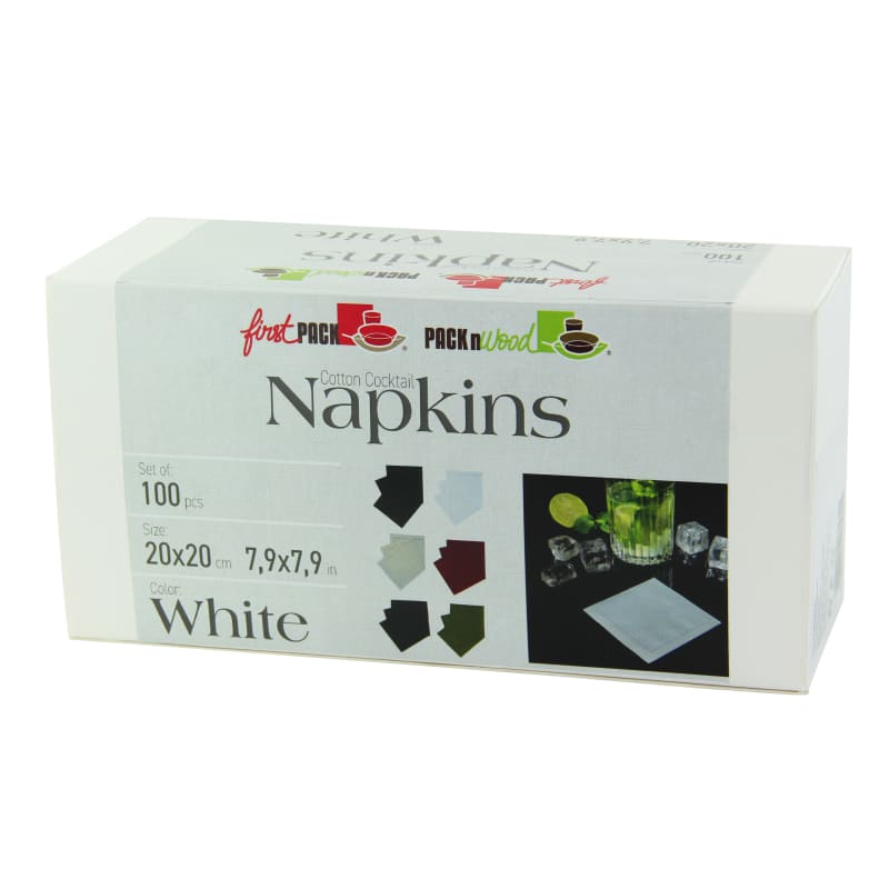 PacknWood 210SVCC20WH Luxury White Snow Cotton Cocktail Napkin