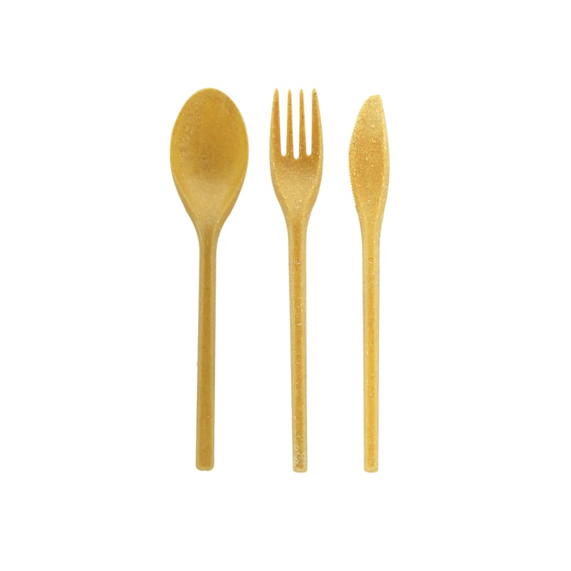 PacknWood 294COUVW3K Wood Fiber Composite Reusable Cutlery 3/1 kit (Knife + Fork + Napkin)