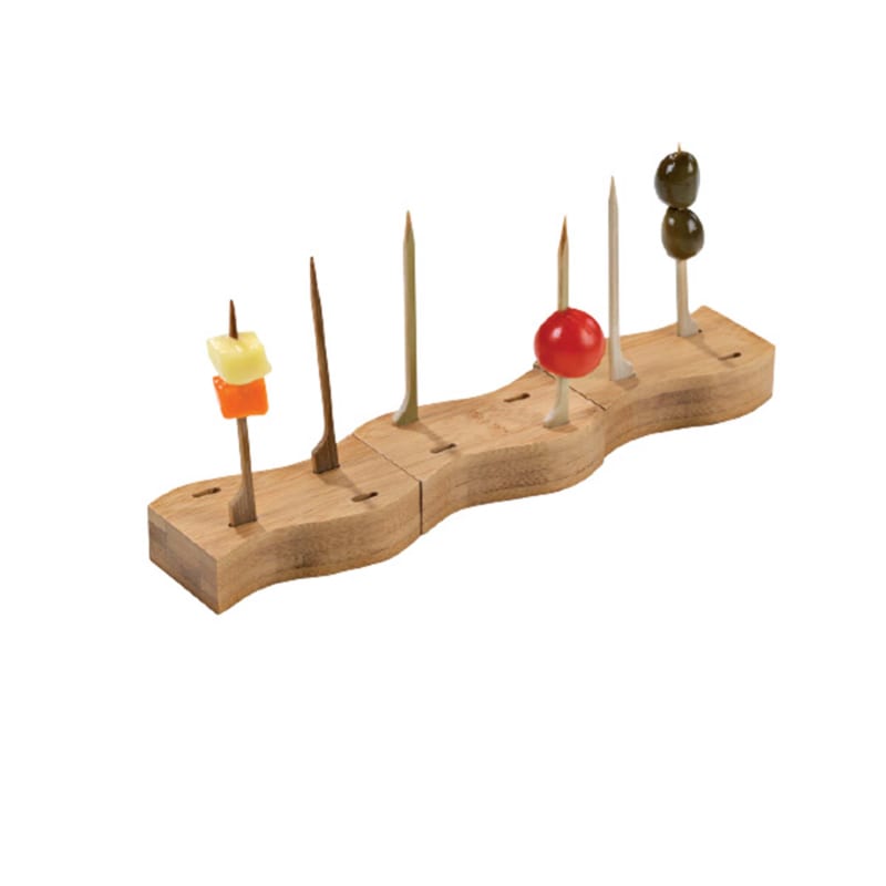 PacknWood 8NPBBHAYA HAYA 4 Holes Thick Bamboo Paddle Picks Holder + 20 Bamboo Paddle Picks