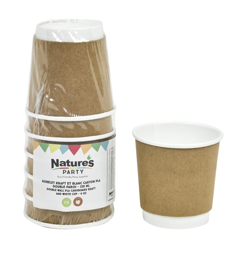 PacknWood 8NPGCDW4K Kraft double walled PLA cardboard cup