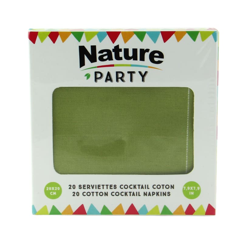 PacknWood 8NPSVCR20GN Luxury Olive Green Cotton Cocktail Napkin.