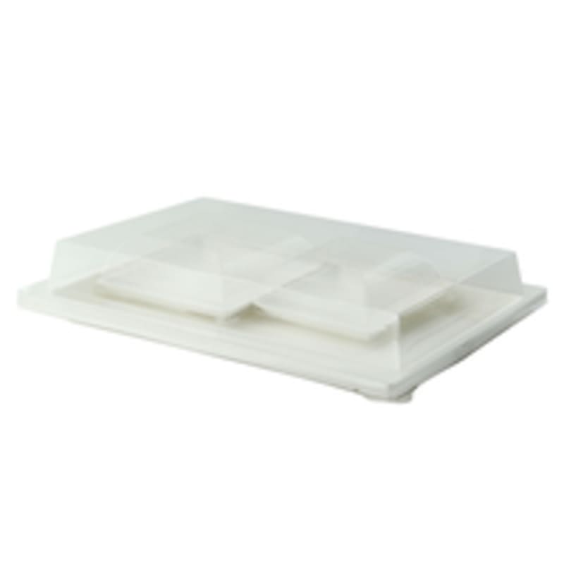 PacknWood APUBCHIC2 Sugarcane Bento Box Tray with 2 Sugarcane Compartments  - 200 VIP Set
