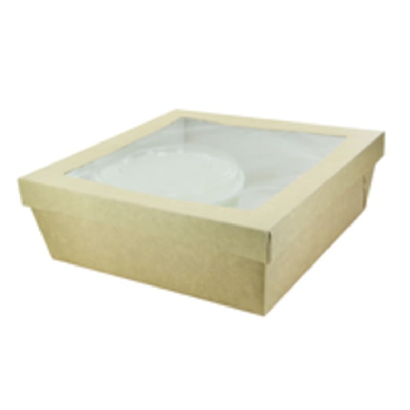 PacknWood KRAY228 Kraft Window Bento Box with 1 Bucket  Compartment - 300 VIP Set