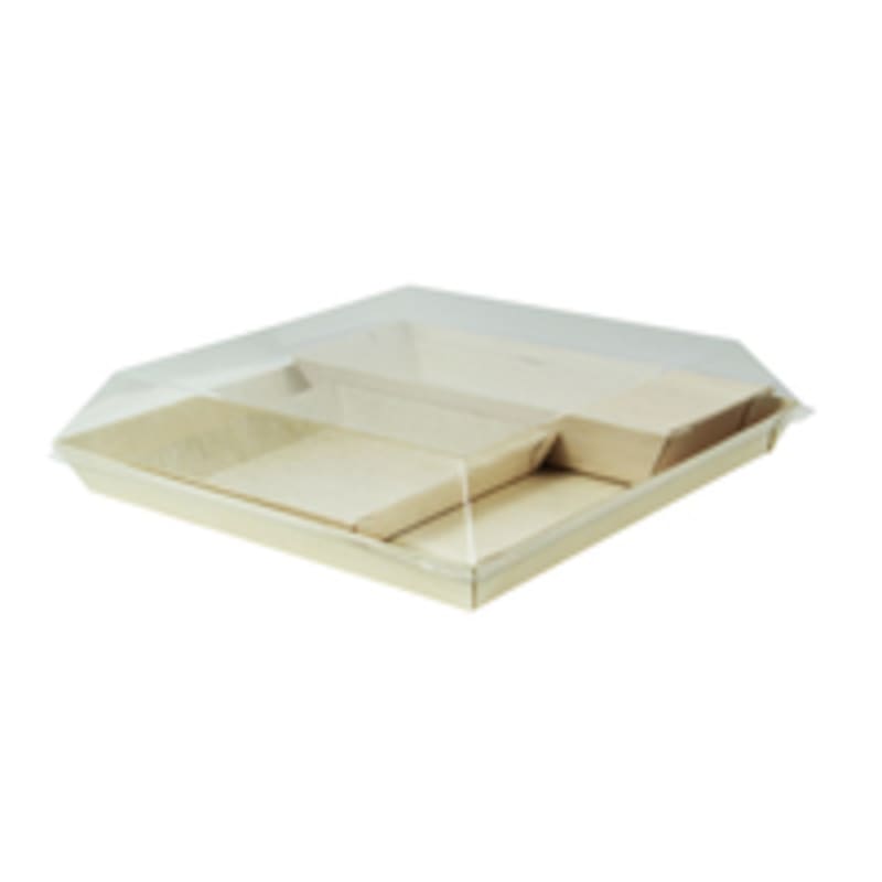 PacknWood SAMSAM1 Wood Samurai Bento Box with 2 Compartments - 100 VIP Set