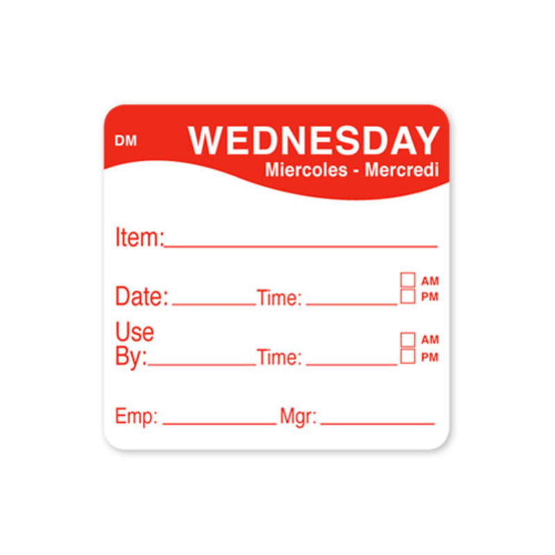 Daymark IT110053-3-WED Day of the Week 2" x 2" Labels
