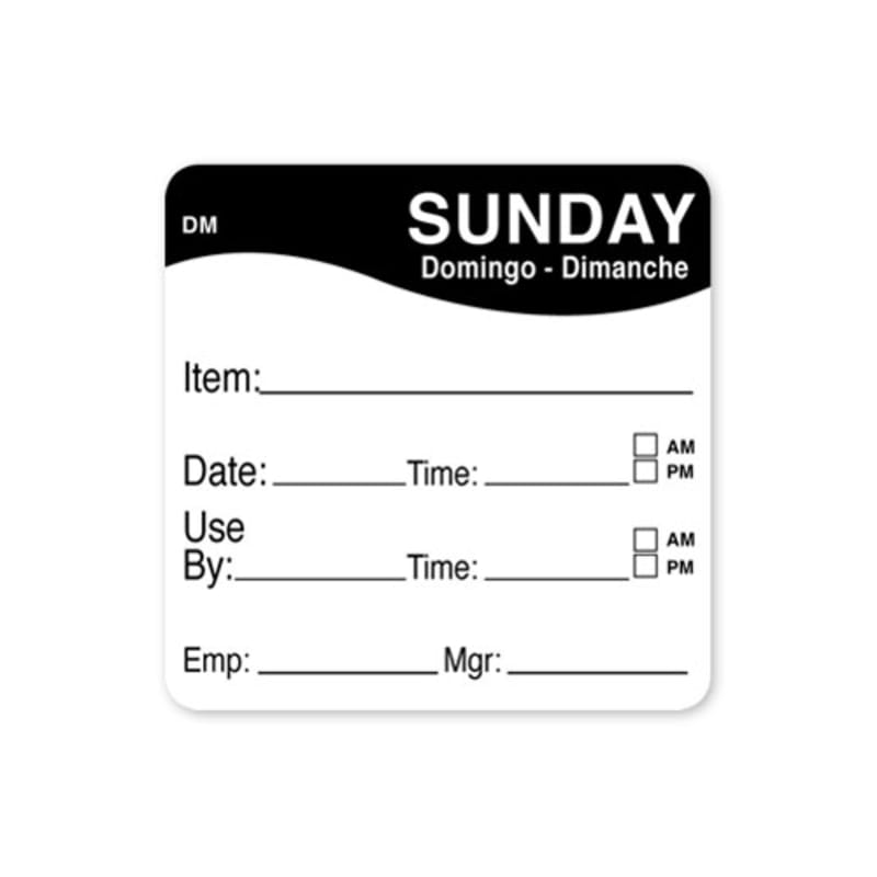 Daymark IT110053-7-SUN Day of the Week 2" x 2" Labels