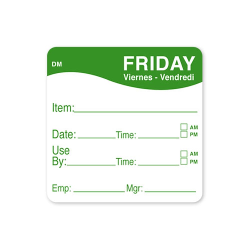 Daymark IT110053C-5-FRI Day of the Week 2" x 2" Labels
