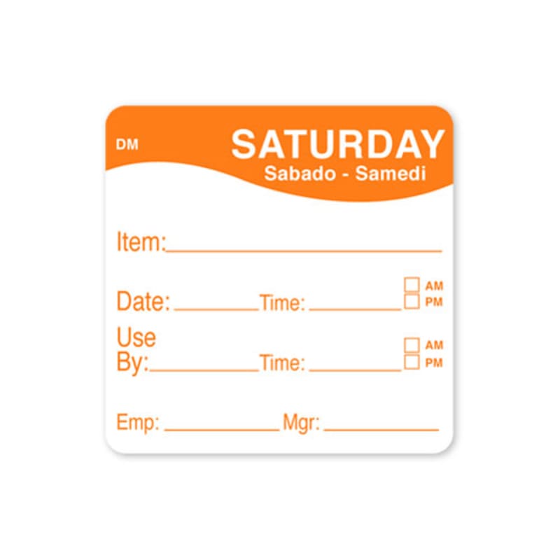 Daymark IT110053C-6-SAT Day of the Week 2" x 2" Labels