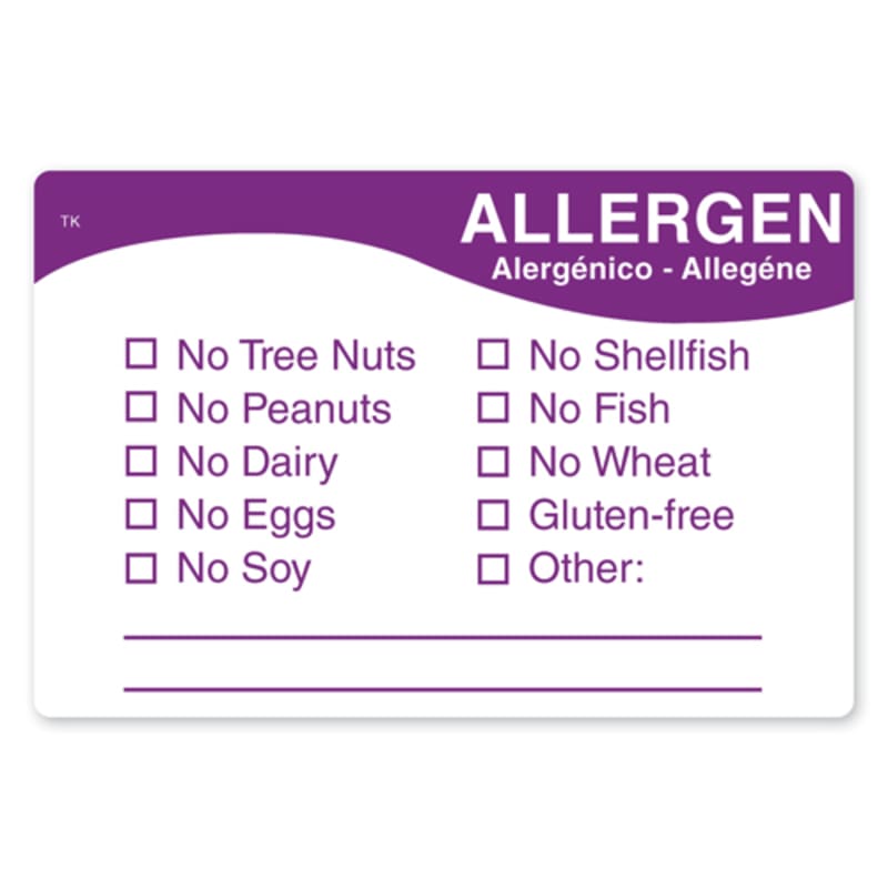 Daymark I132104B Allergen Labels 2" x 3"