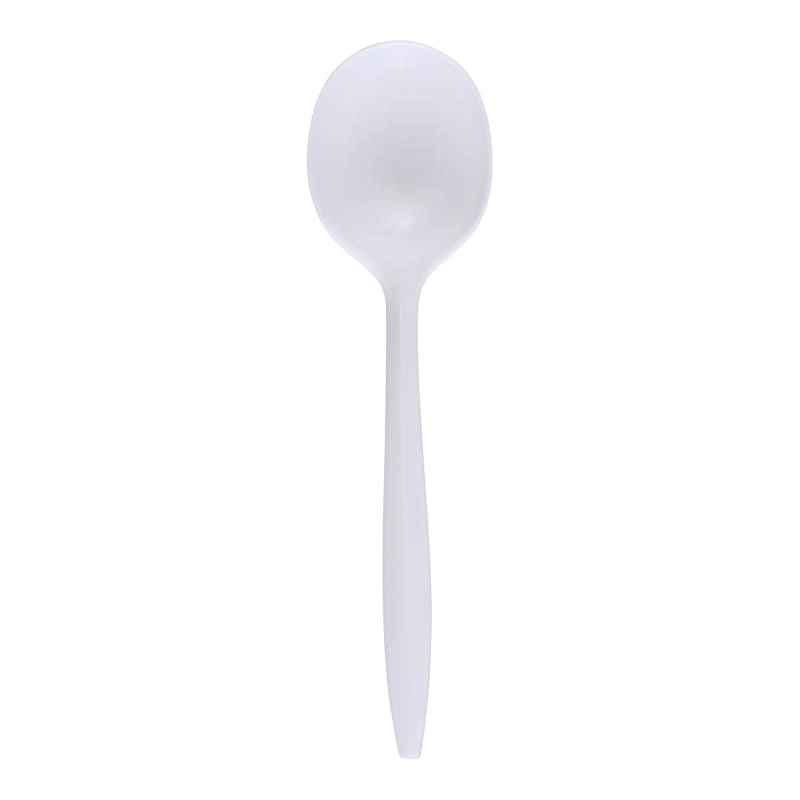 Empress E178004 Medium Weight Soupspoon Polypropylene White Wrapped Dense Pack
