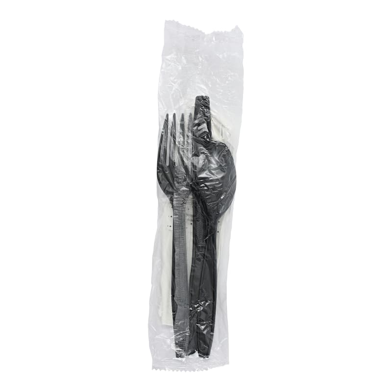 Empress E188000 Heavy Weight Cutlery Kit PS Black Fork Teaspoon Knife S&P Napkin