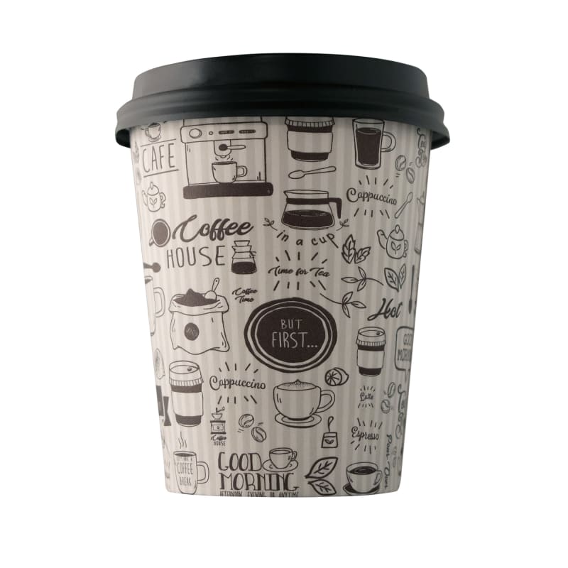 Empress EHC10-P-W 10oz Wrapped Squat Paper Hot Cup Stock Good Day Print