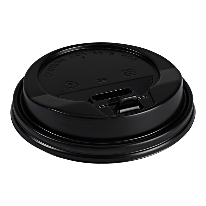 Empress E1020-DLB Dome Lid for 10-20oz Paper Hot Cups Black 90 mm Rim