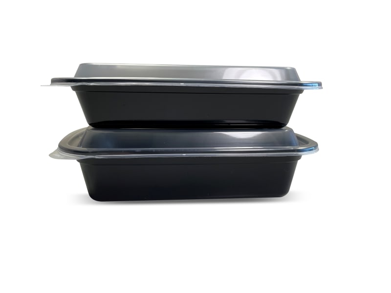 Empress EMBL38RT 38 oz 6x8x2 Rectangle Container Black Base w/ Clear Lid