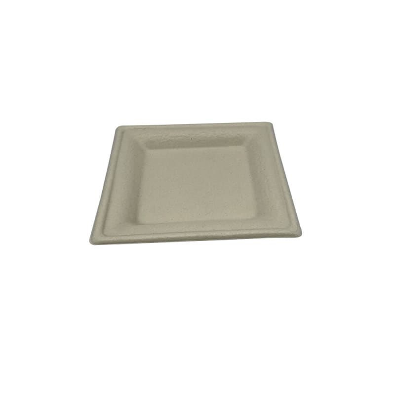 Empress EDP-66-PF Heavy Square Molded Fiber Plate 6.25"x6.25" Natural White PFAS Free