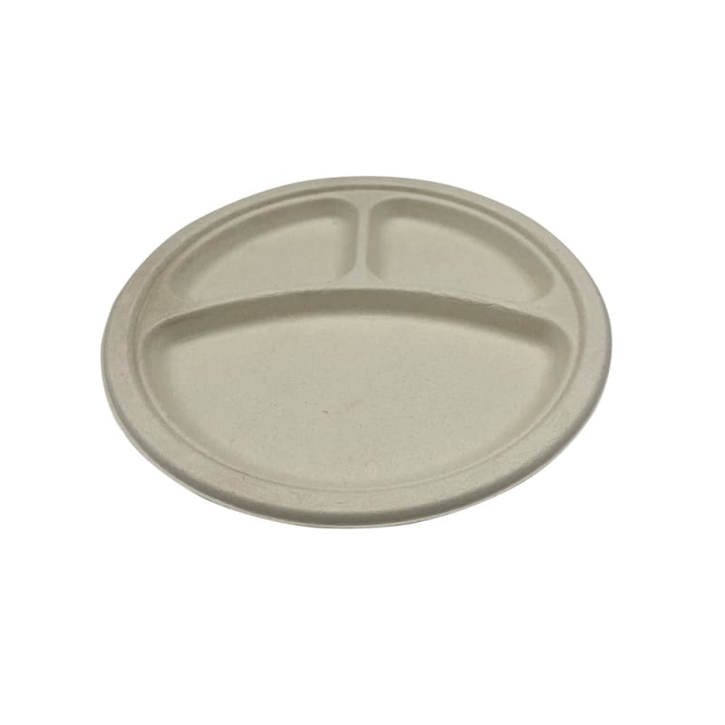 Empress EPL-11-PF Heavy Weight Plate 10" Natural White Bagasse 3-Comp