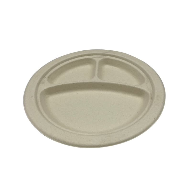 Empress EPL-93-PF Heavy Weight Plate PFAS Free 9" Natural White Bagasse 3-Comp