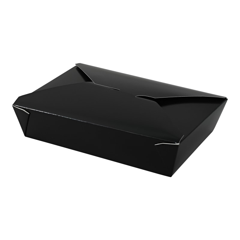 Empress EMPFDBX2-B #2 Folded Takeout Box Black 7.75" x 5.5" x 1.875"