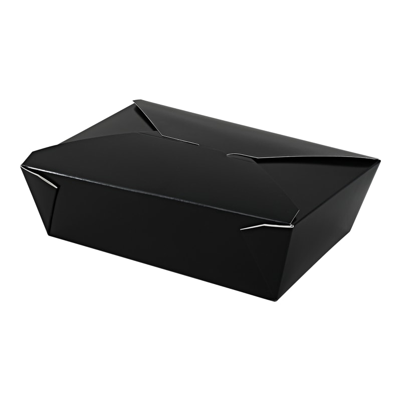 Empress EMPFDBX3-B #3 Folded Takeout Box Black 7.75" x 5.5" x 2.5"