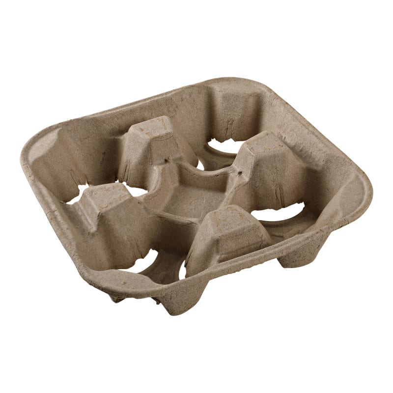 Empress EMP4CUPHLDR Pulp 4 Cup Carrier 8oz- 32oz, 8.74"x8.74"x2.16" Brown
