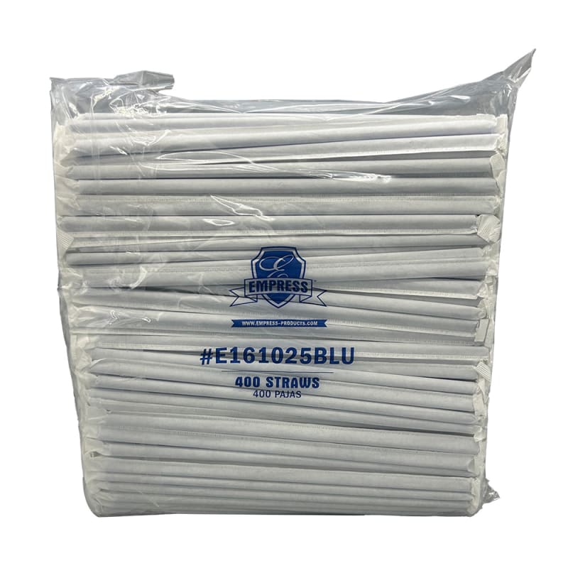 Empress E161025BLU Giant Paper Wrapped PP Straw 10.25" Dark Blue 7.4 mm Diameter