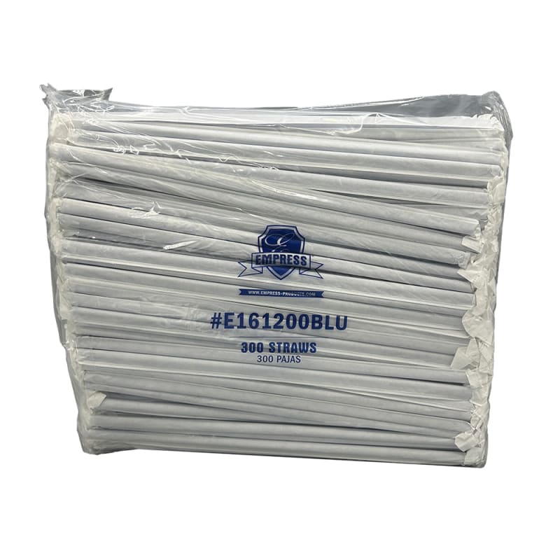 Empress E161200BLU Giant Paper Wrapped PP Straw 12" Dark Blue 7.4 mm Diameter