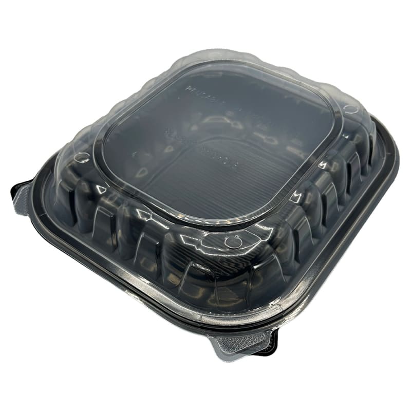 Empress EHLPPBKCL-10.25-1 PP Hinged Container Black/Clear Lid 10.25" x 9" x 3" , 1 Comp , Vented