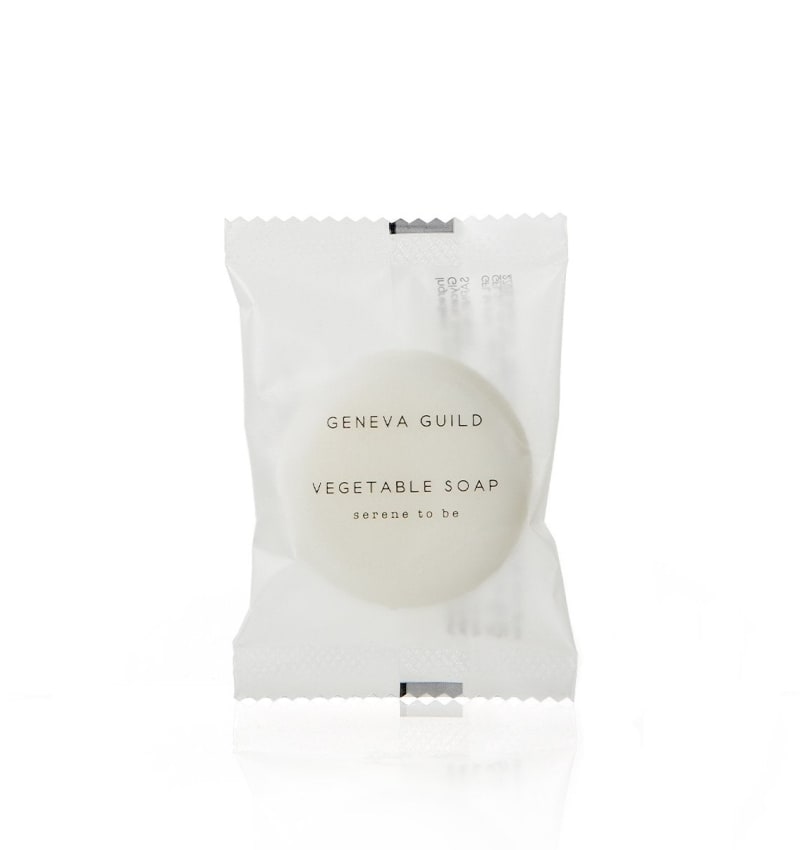 GFL Cosmetics B0920GG Round Vegetable Soap, 20 gram, Flow-Pack, Geneva Guild