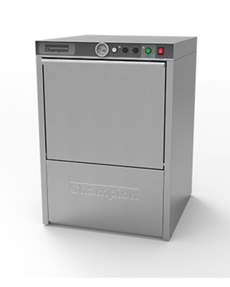 Champion UL-130 Undercounter Dishwasher, 24" Low-Temp Chemical Sanitizing, 21 Racks/Hr, Pumped Drain, Stainless Steel
