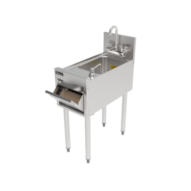 Perlick TSF12HS-STK TSF Series Underbar Hand Sink, 12" W, Soap Dispenser, Paper Towel Holder, Swing Spout Faucet