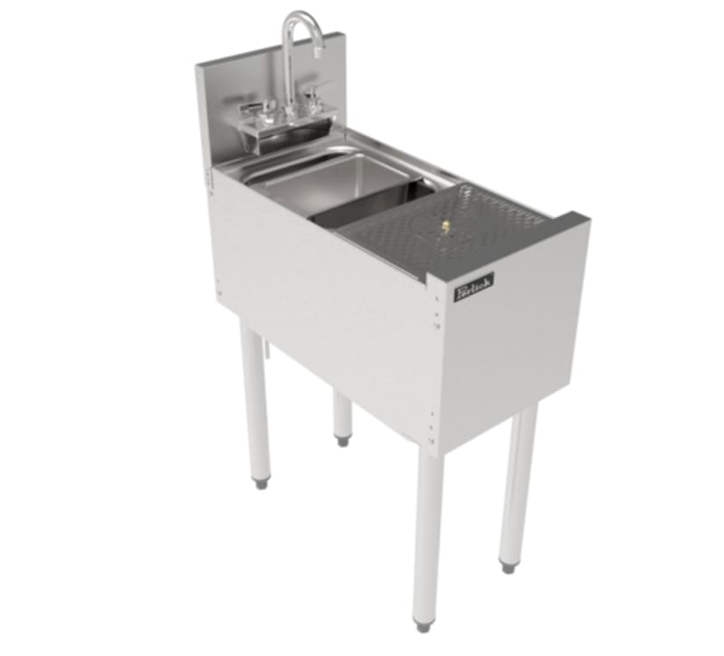 Perlick TSF12PS-SR-STK Bartender Prep Sink, 12" W, Single Bowl with Glass Rinser and Gooseneck Faucet