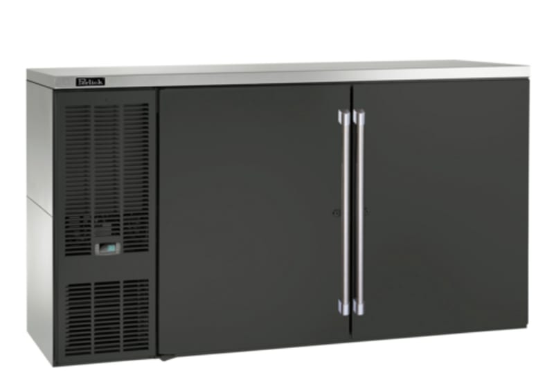 Perlick BBS60-BS-L-STK 2-Door Refrigerated Back Bar Cabinet, 60" Wide, Black Solid Doors, LED Lighting