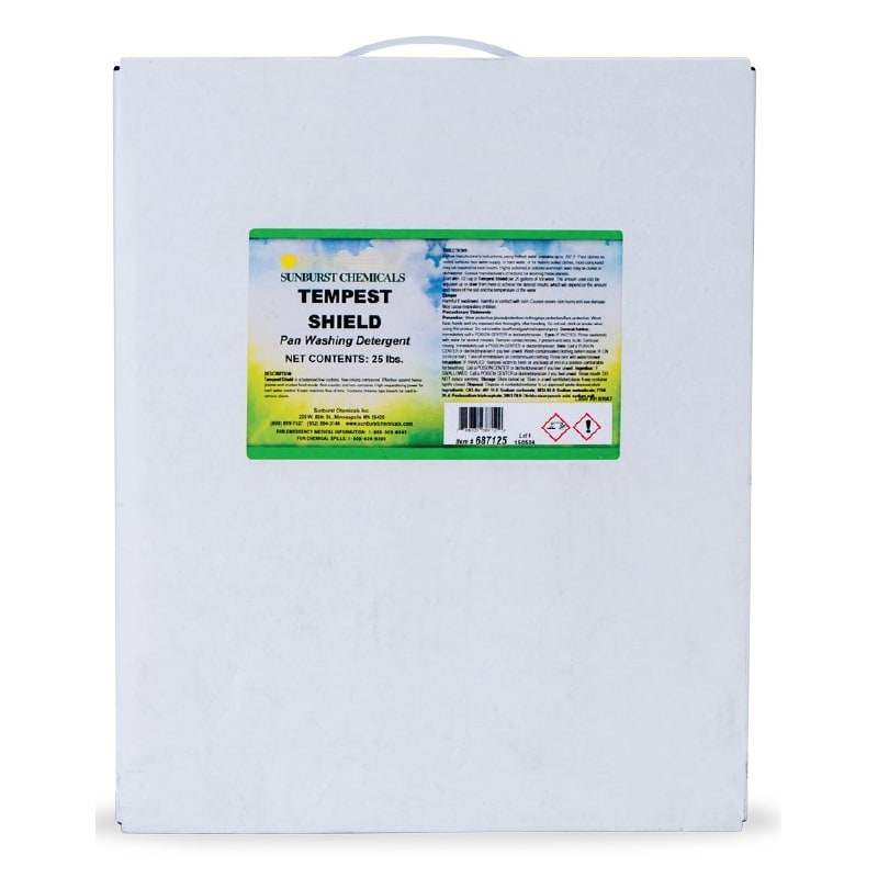 Sunburst Chemicals 687125 TEMPEST SHIELD Solid Dish Machine Panwash Detergent Refill, 25 lbs.