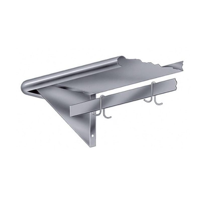 Advance Tabco PS-12-48-EC-X 48" W x 12" D 18 Gauge Stainless Steel Single Special Value Shelf with Pot Rack
