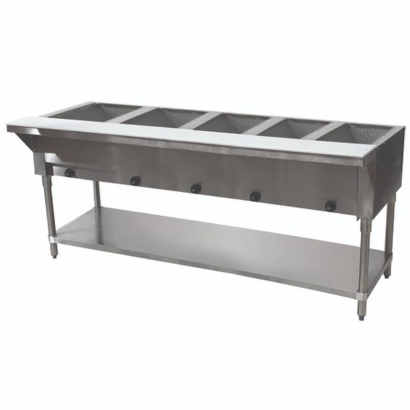 Advance Tabco HF-5G-LP-X 5 Pan Liquid Propane Hot Food Table Open Base - 17,500 BTU