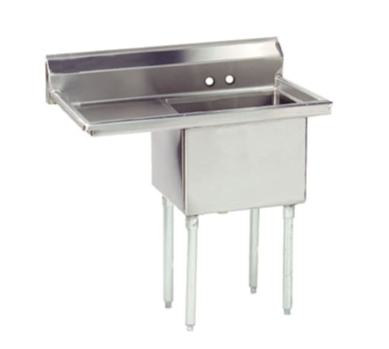 Advance Tabco FE-1-1824-24L-X Special Value One Compartment Sink, 18" x 24" Bowls, with 24" Left Drainboard