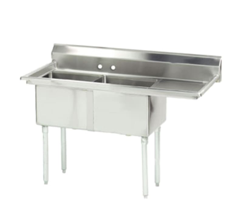 Advance Tabco FE-2-1812-18R-X Special Value Two Compartment Sink, 18" x 18" Bowls, with 18" Right Drainboard