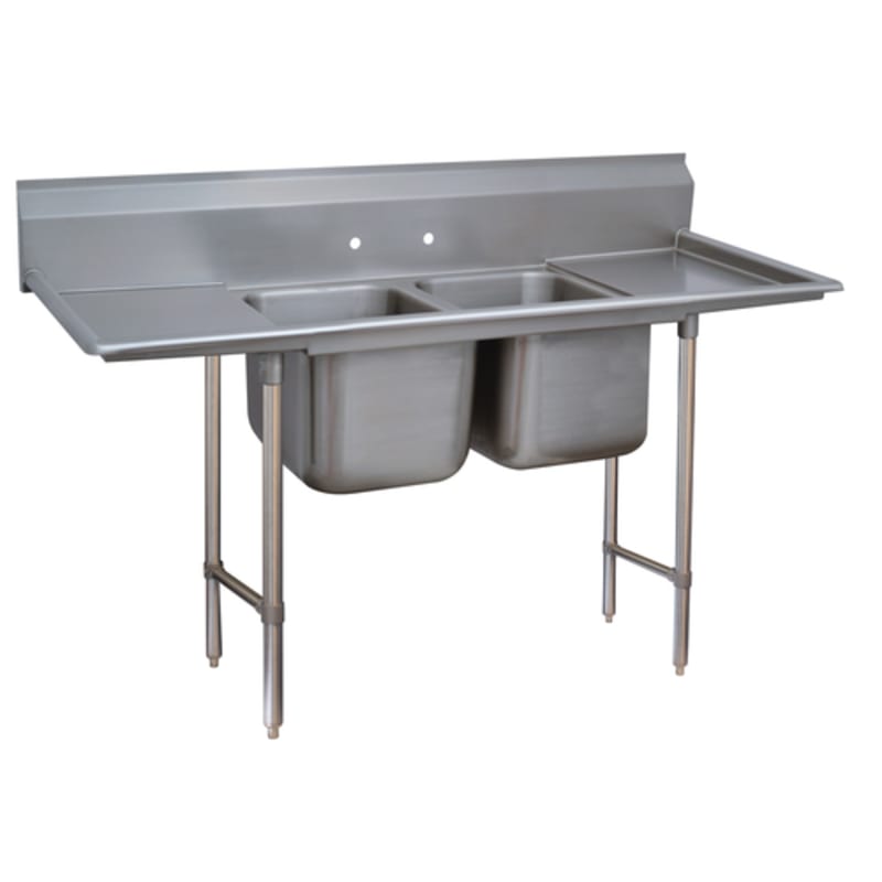 Advance Tabco T9-2-36-18RL-X Special Value Regaline Two Compartment Sink, 16" x 20" Bowls, with 18" Dual Drainboards